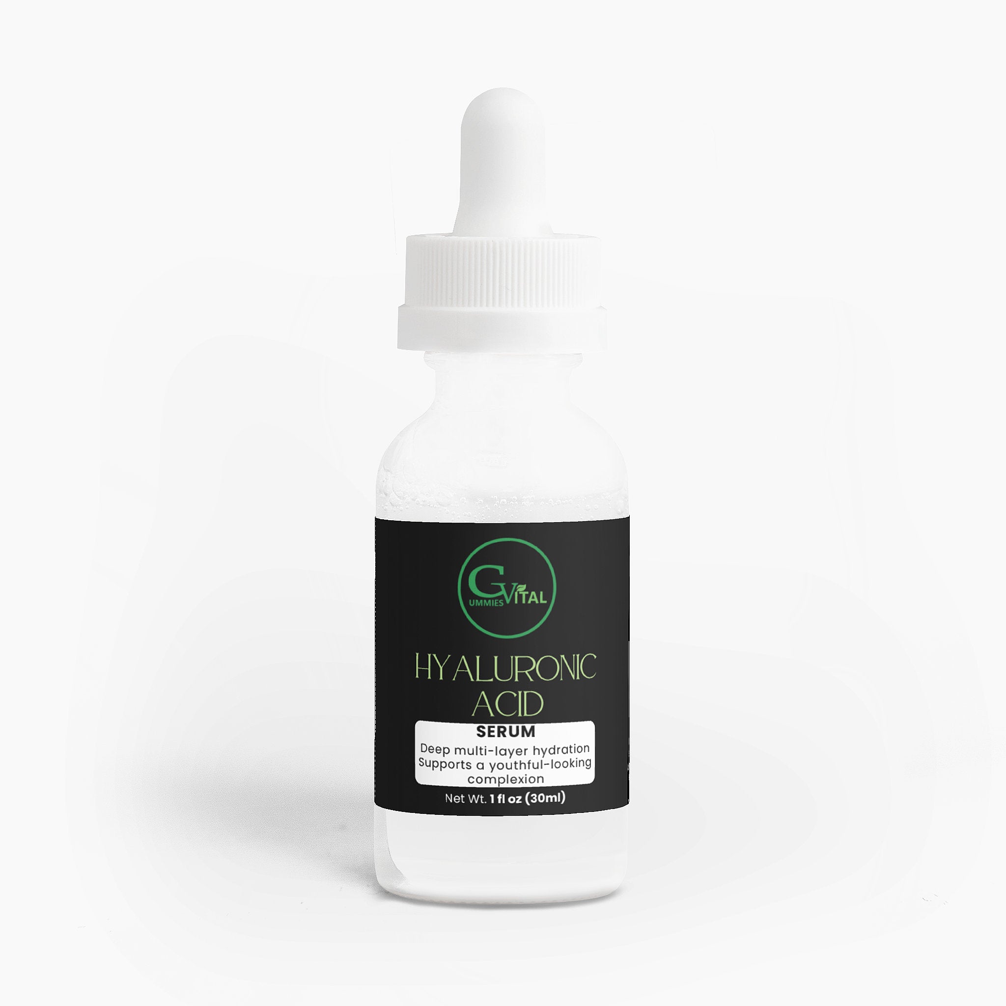Bottle of C-Vital Hyaluronic Acid Serum on a white background
Gummies Vital
Serum
